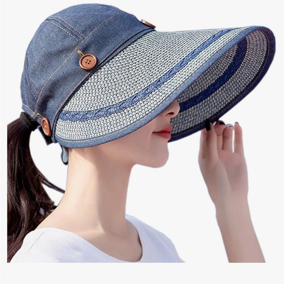 DENIM SUN VISOR CAP NWOT - Picture 1 of 8